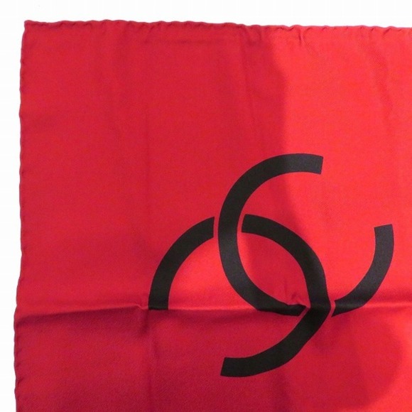 Chanel CHANEL CC red black large scarf ladies - Picture 3 of 9